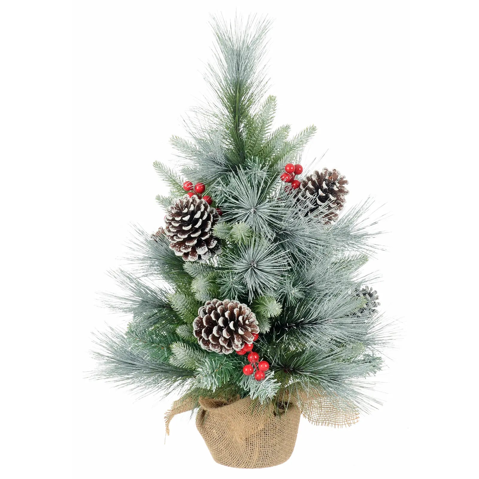 Mr Crimbo 2ft 60cm Mini Snow Frosted Tips Pine Christmas Tree - MrCrimbo.co.uk -XS7636 - -new